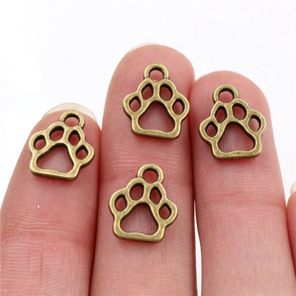 20pcs Charms dog paw 13x11mm Tibetan Silver Plated Pendants Antique Jewelry Making DIY Handmade Craft