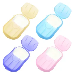 20Pcs Disposable Travel Soap Paper Sheets Skin Friendly Mini Paper Soap Sheets Portable Soap Flake with Box for Hand Washing