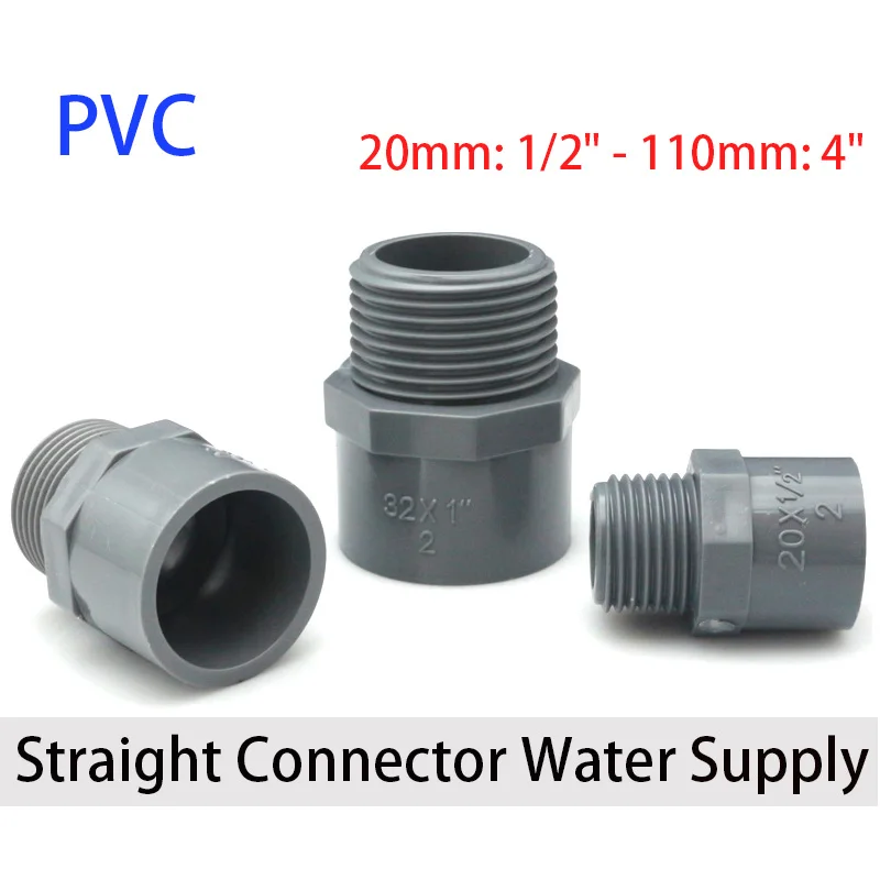 

1pcs Blue PVC Connectors 1/2" to 4'' PVC Pipe Thread Fittings Water Supply Tube Joint Garden Irrigation Pipe Fittings