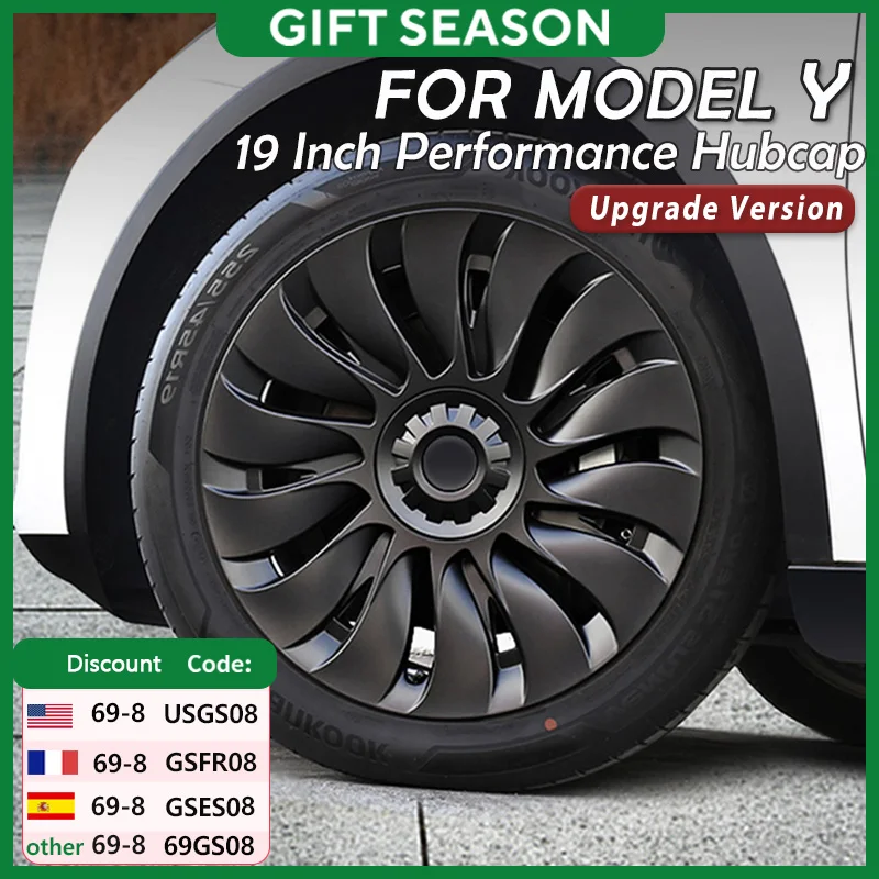 4PCS HubCap Performance Wheel Caps Automobile Replacemen Hub cap Full Rim Cover Accessories for Tesla Model Y 19 Inch 2018-2024