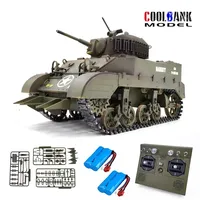 COOLBANK RC Tank 1/16 Scale 2.4ghz U.S. M5A1 Stuart Light Tank Model, Remote Control Tanks with Sound and Light  for Boys Adults