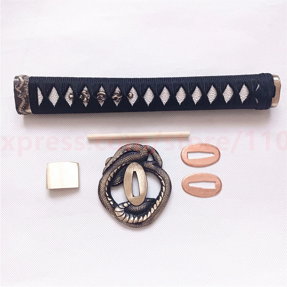 26cm Tsuka Handle Hilt Brass Tsuba Handguard Guard Copper Habaki Seppa For Japanese Real Japan Samurai Katana Sword FIttings New