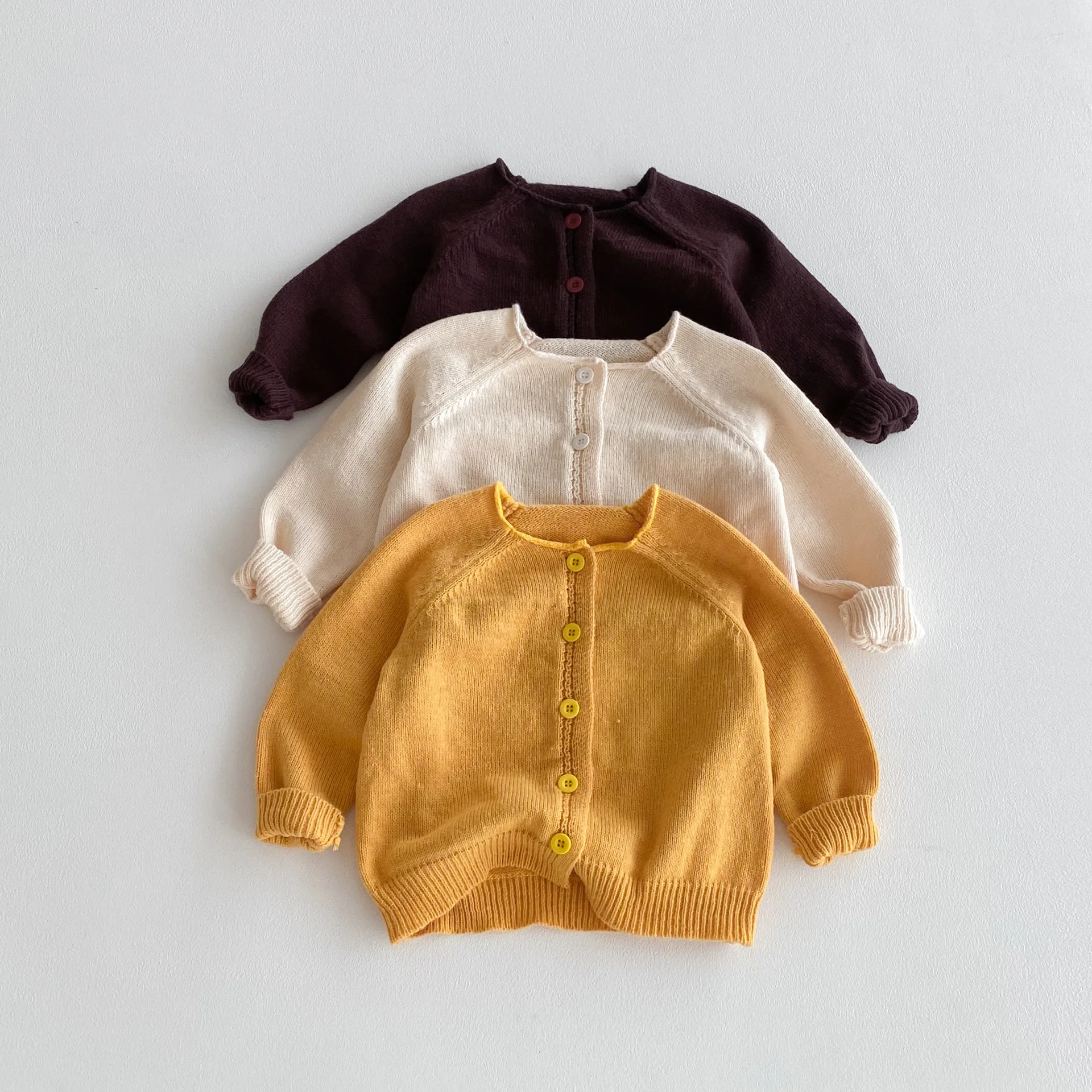 

2025autumn New Children Long Sleeve Knit Coat Solid Boys Girls Cotton Knitted Cardigan Baby Casual Jacket Kids Sweater Coat
