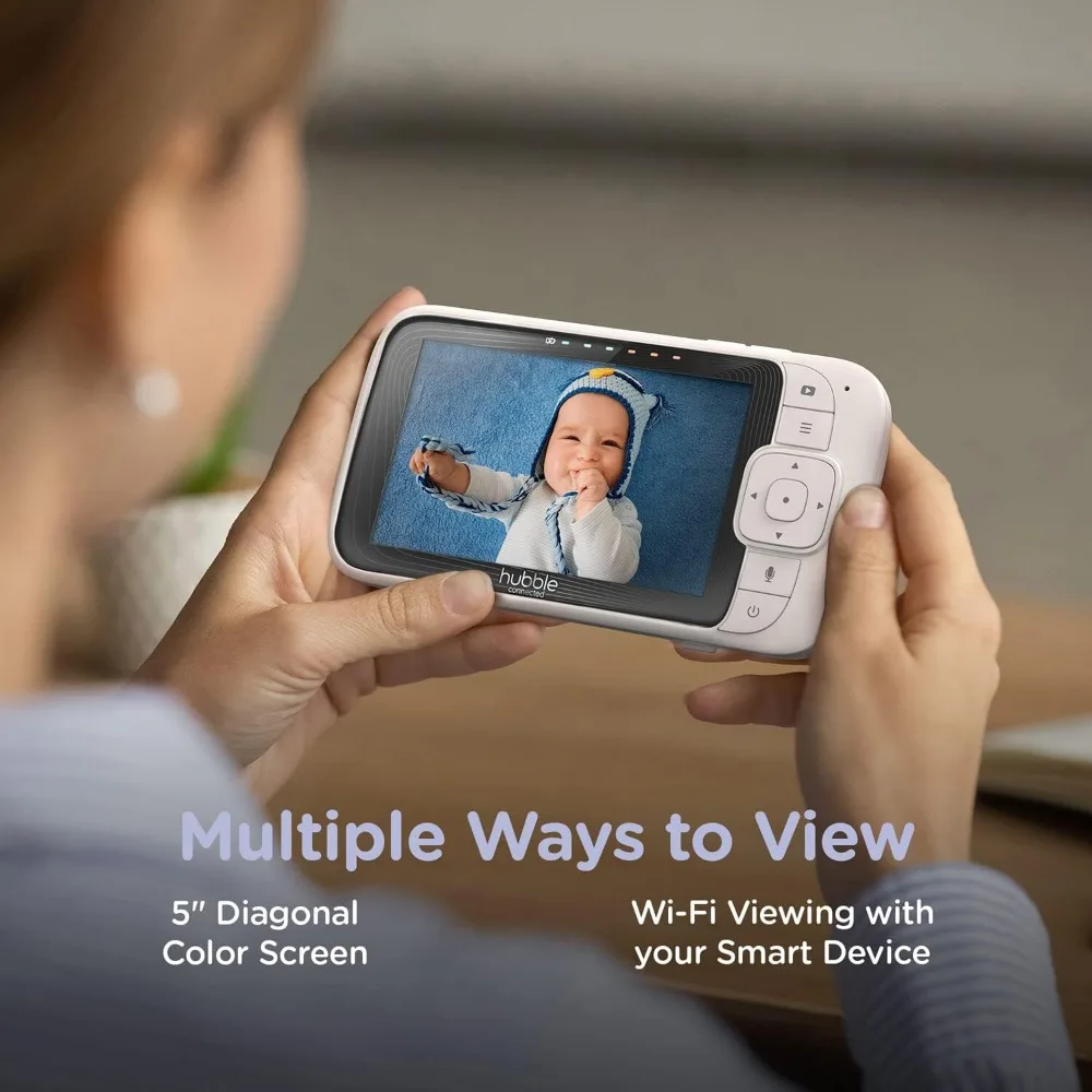 Hubble Connected Nursery Pal Link Premium Smart Connected, Wi-Fi Enabled Baby Monitor With Large 5-Inch Color Parent Unit Viewer