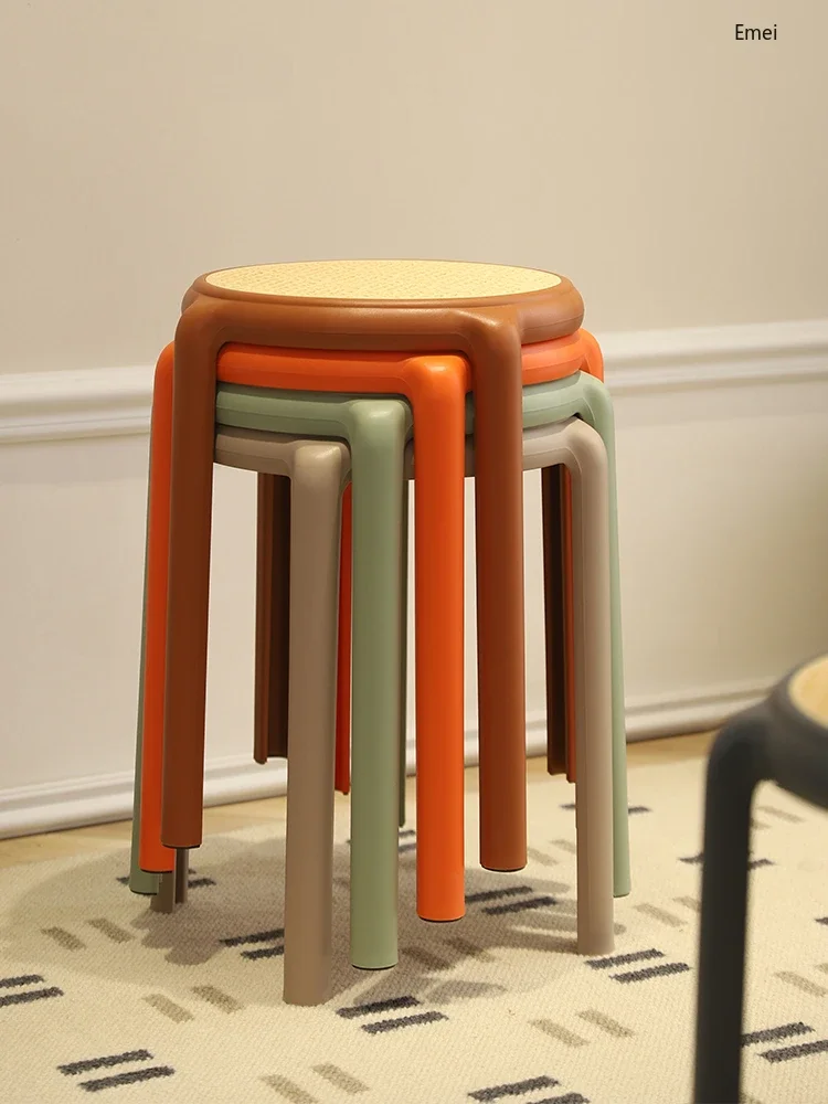 

Plastic Stool Stackable Household Thickened round Stool Modern Simple Living Room Plastic Stool