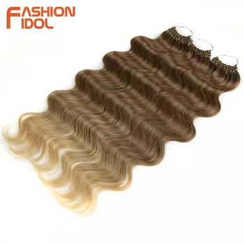 Onda do corpo cabelo sintético 24 Polegada feixes de cabelo falso tranças de crochê extensões de cabelo encaracolado onda de água ombre loira trança cabelo