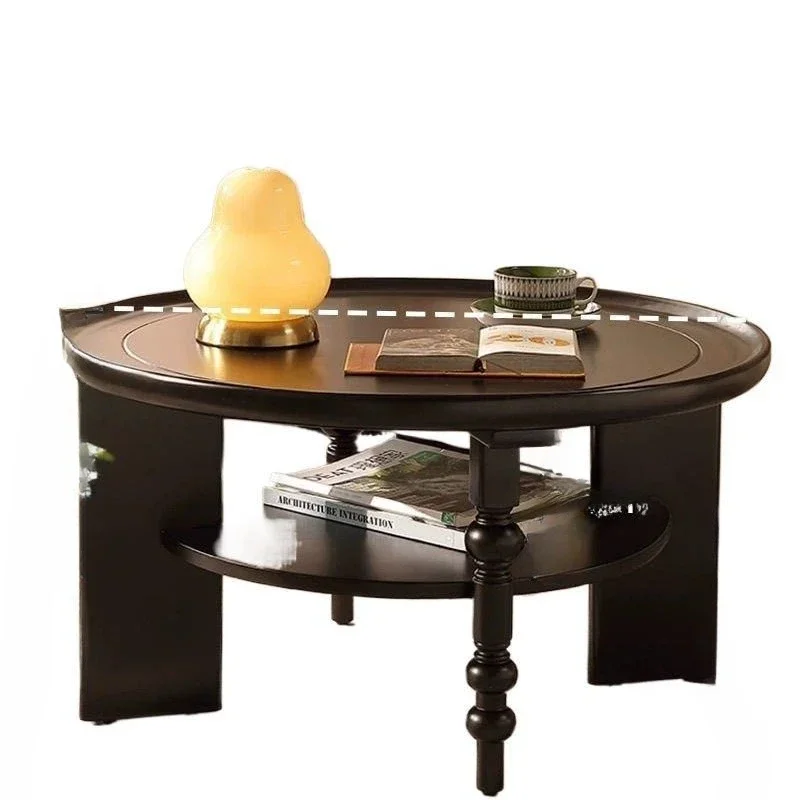 Tavolino francese in legno massello, tavolo da tè rotondo, tavolo cinese per piccoli appartamenti