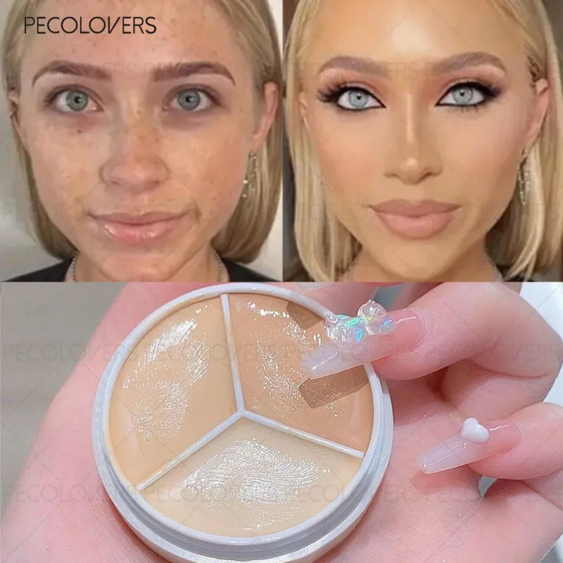 顔用の3色コンシーラー、顔のシミをカバー、クマをカバー、長持ちで自然な仕上がり