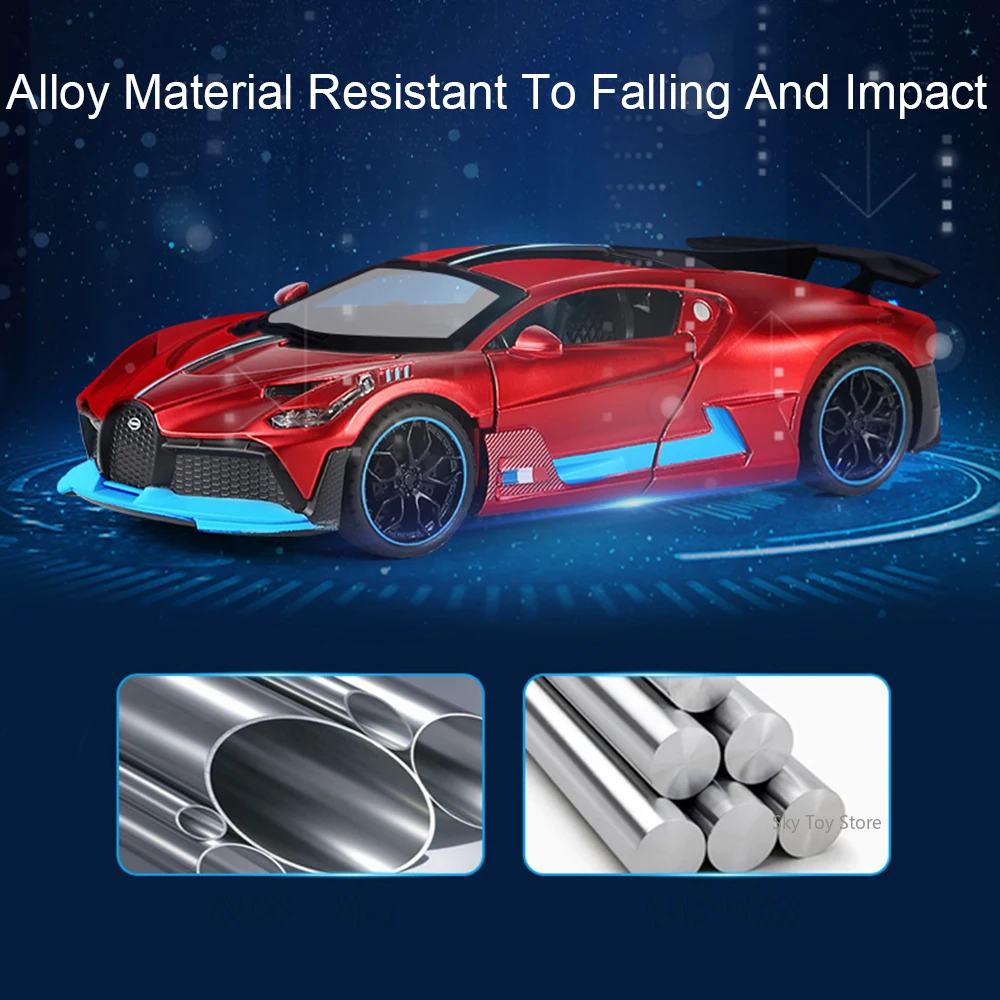 1:32 스케일 디보 볼라이드 미니어처 모델 장난감 다이캐스트 합금 스포츠카 문 열림 소리와 빛 풀백 차량 소년 생일 선물