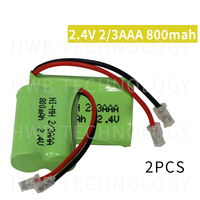 2PCS/lot New Ni-MH 2/3AAA 2.4V 500mAh Ni-MH 2/3 AAA Rechargeable Battery Pack With Plugs For Cordless Phone