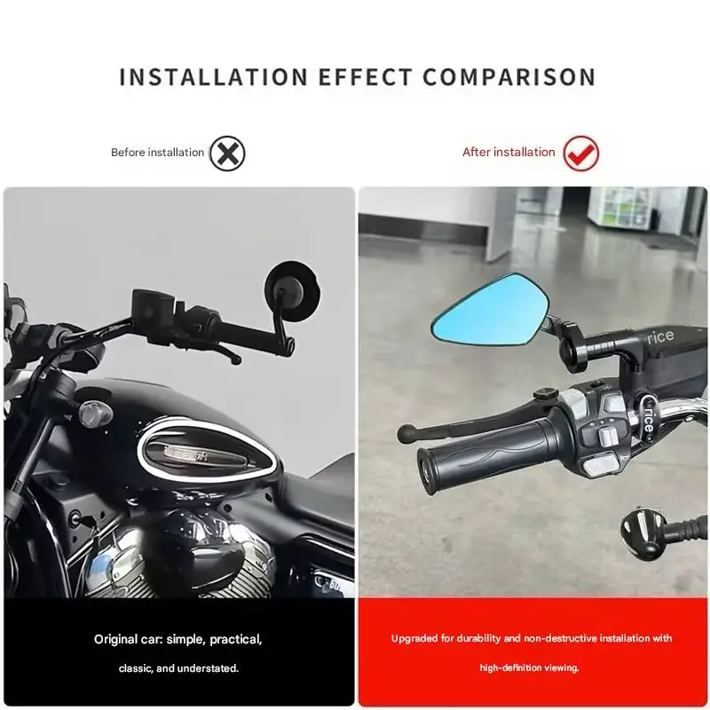 Square, diamond, and round rearview mirrors For Fit BENDA DARK FLAG 950 500 CHINCHILLA 500 350