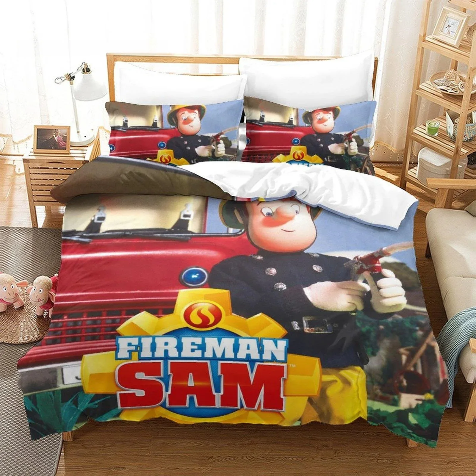 

3D Printing Anime Bed Sheet Fireman Sam Bedding Set Single Twin Full Queen King Size Bed Set Adult Kid Bedroom Duvet cover Sets