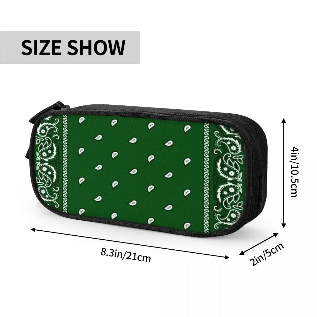 Bandana Green Pencil Cases Large Storage Pen Bags Pen Box Pencil Pouch For Boys Girls Students Stationery School Office