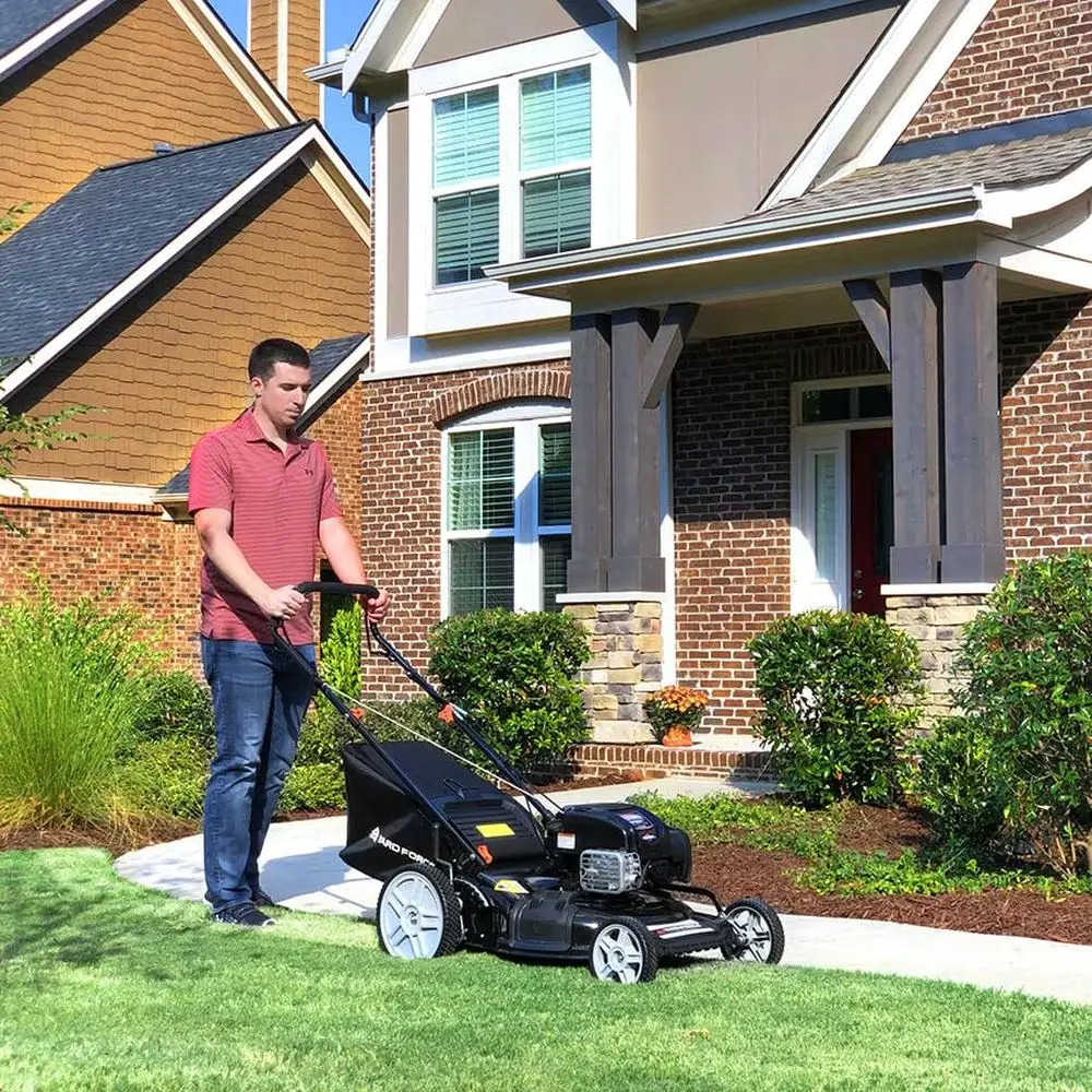 Gas Powered Lawn Mower 150cc Engine 22-inch Steel Deck 3-in-1 Mulch Bag Side Discharge 12-inch High Rear Wheel Drive Grass Chute