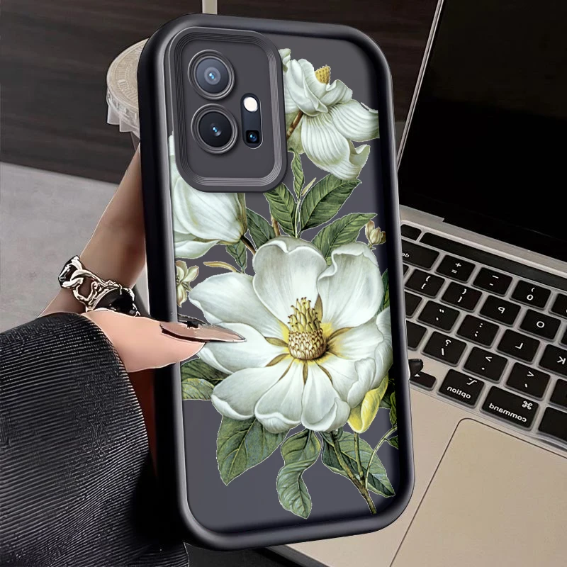 Flower Painted Phone Case For Vivo Y75 Y55 Y30 Y33s 5G Y52t Silicone Anti Drop Soft Cover Funda