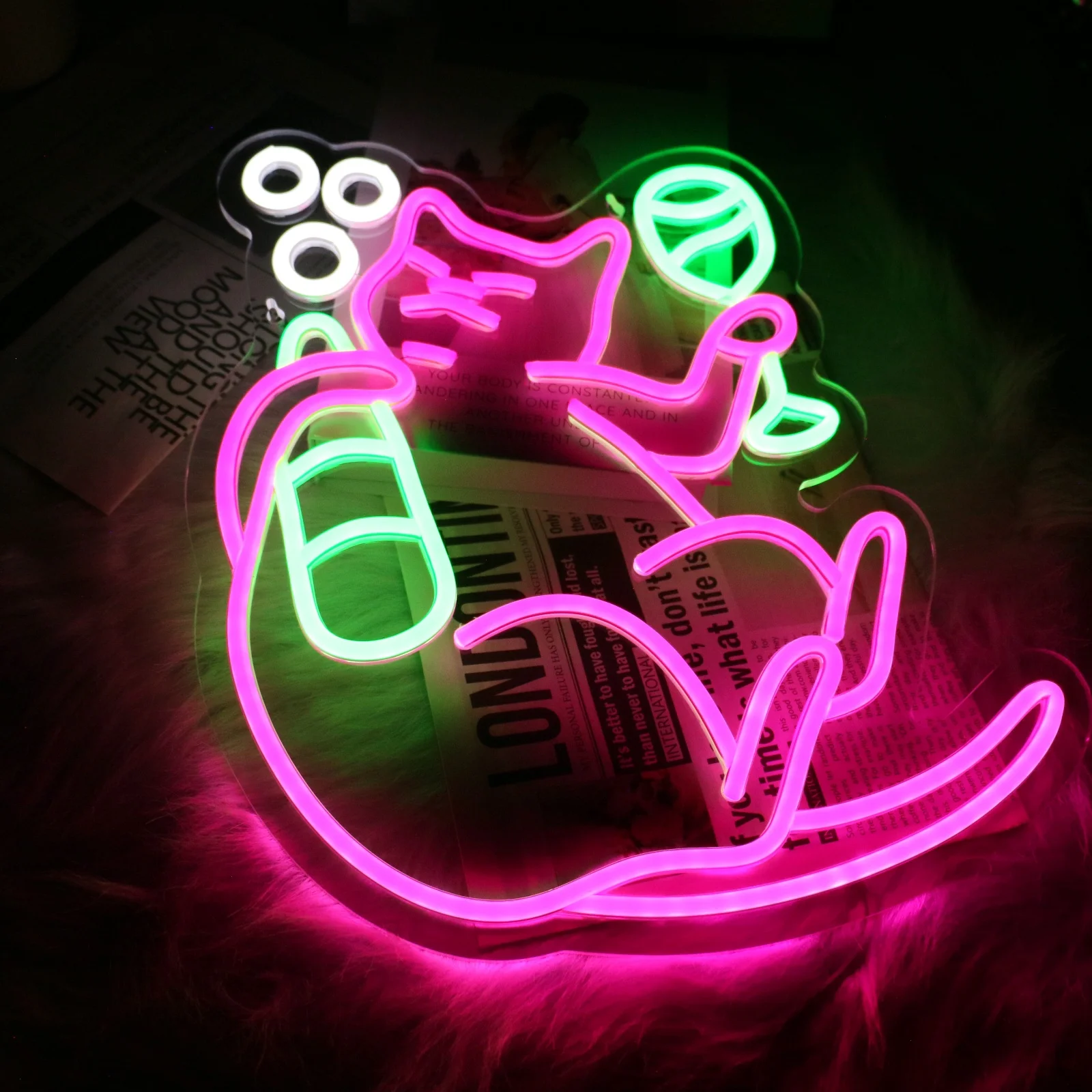 UponRay Cat Beer Neon Sign LED Neon Light for Wall Decor Cute Cat Neon Sign Decor for Bedroom Home Barn Cat Theme Party