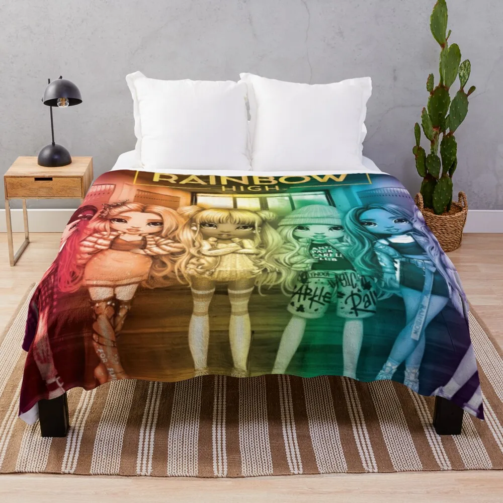 

Rainbow High Group Artwork Throw Blanket textile for winter home