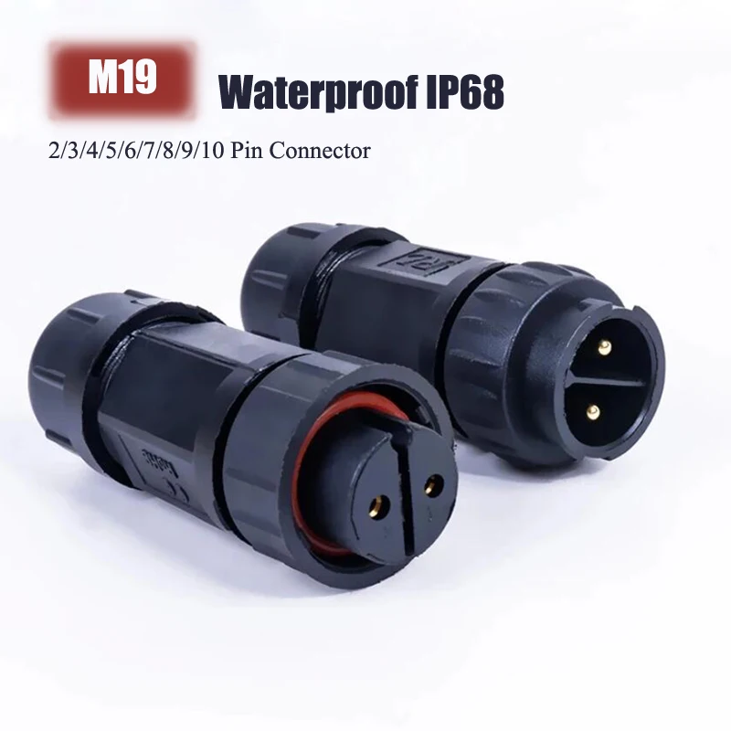 

Waterproof M19 Male Female Plug IP68 6-10mm IP68 2 3 4 5 6 7 8 10Pin Electrical Cable Connector for LED Light Security Equipment