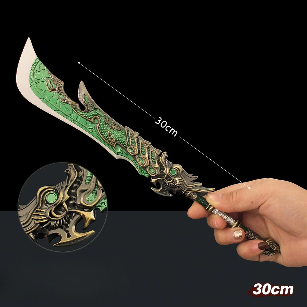 Periféricos de juego Naraka Bladepoint de 30CM, bobina de dragón, espada ancha, arma artesanal de Metal, modelo coleccionable, adornos de escritorio, juguete para niño