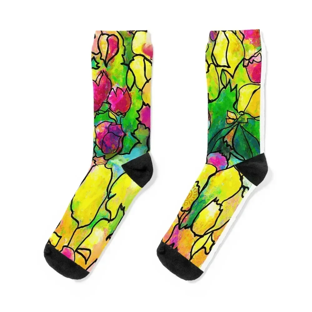 

Bed of Colorful Tulips Socks Men's christmas gifts Heating sock hip hop Man Socks Women's
