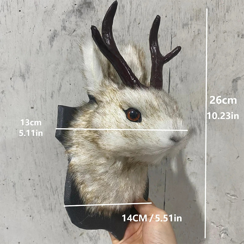 

Animal Themed Bunny Head Antlers Wall Mount Indoor Sculpture Decor for Bedroom Home Jackalope Style Wall Decoration