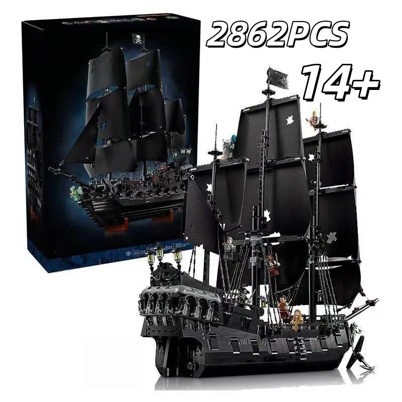 

2025 NEW MOC 2862 PCS Black Pearl Pirate Ship Building Blocks 10365 Vessel Sailboat Ship 4184 Bricks Toys Kids Birthday forParty