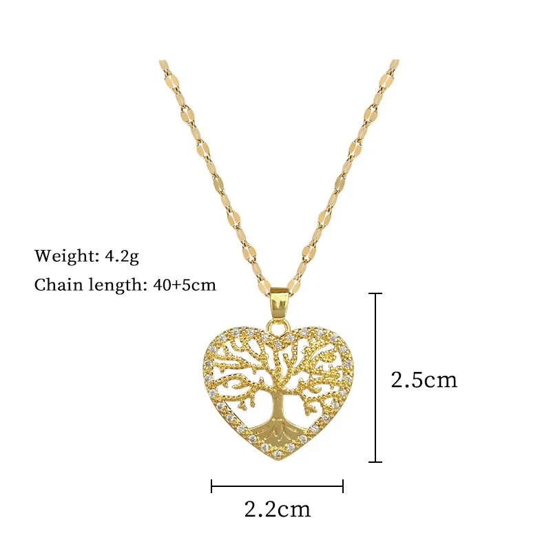 Collares con colgante de árbol de la vida de amor romántico para mujeres y niñas, accesorios de joyería de acero inoxidable, regalos para amantes, moda