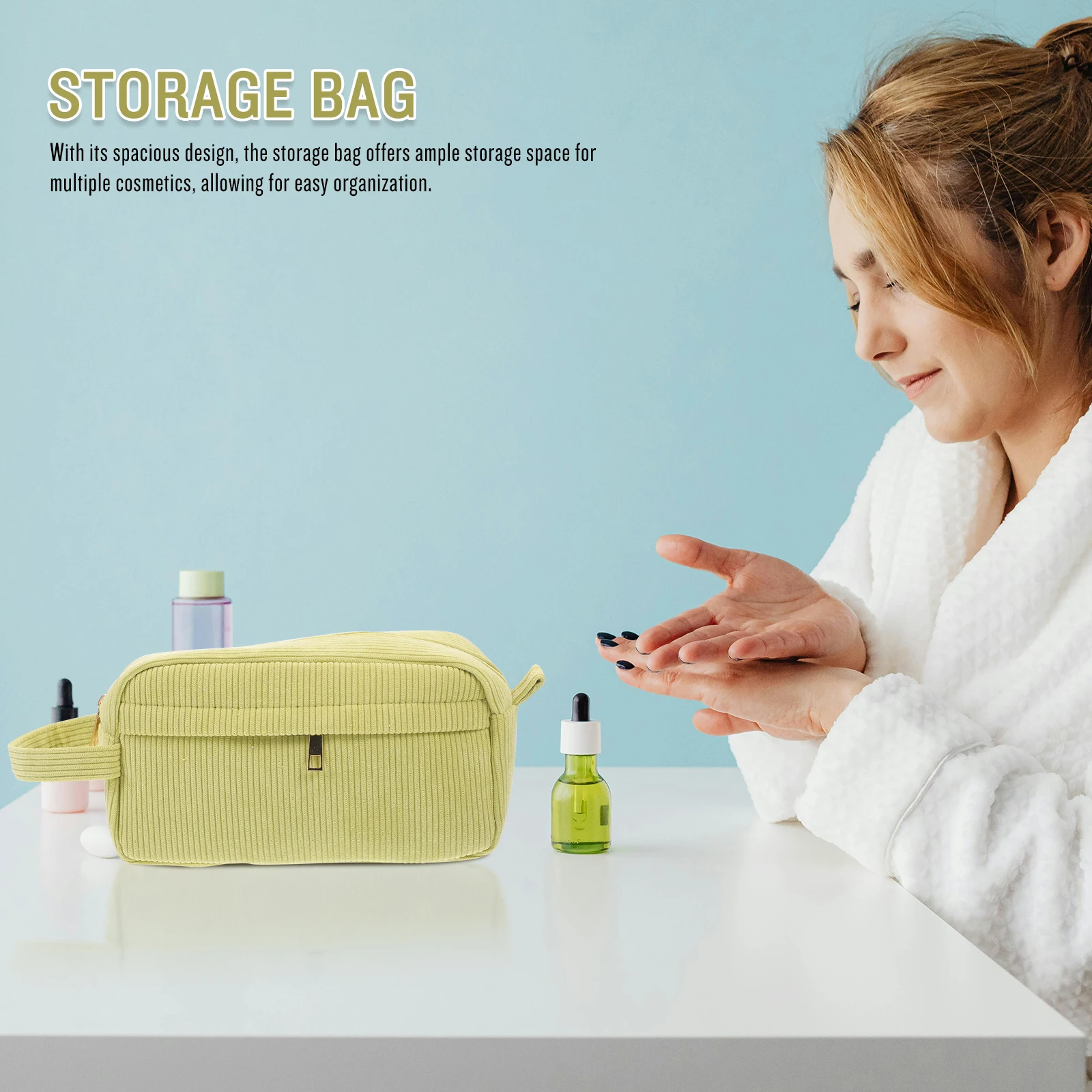 

Makeup Bags Organizer Corduroy Lipstick Storage Women Pouch Multi-compartment Toiletry Cosmetics