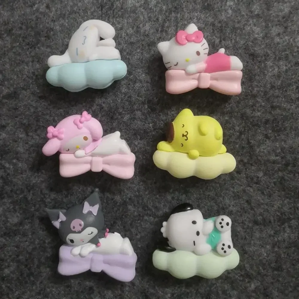 Hello Kitty Sanrio Cinnamoroll Melody Kuromi Cartoon Bow Cute Sleep Doll Anime Figure Diy Decorative Accessories Toy Gifts Kids