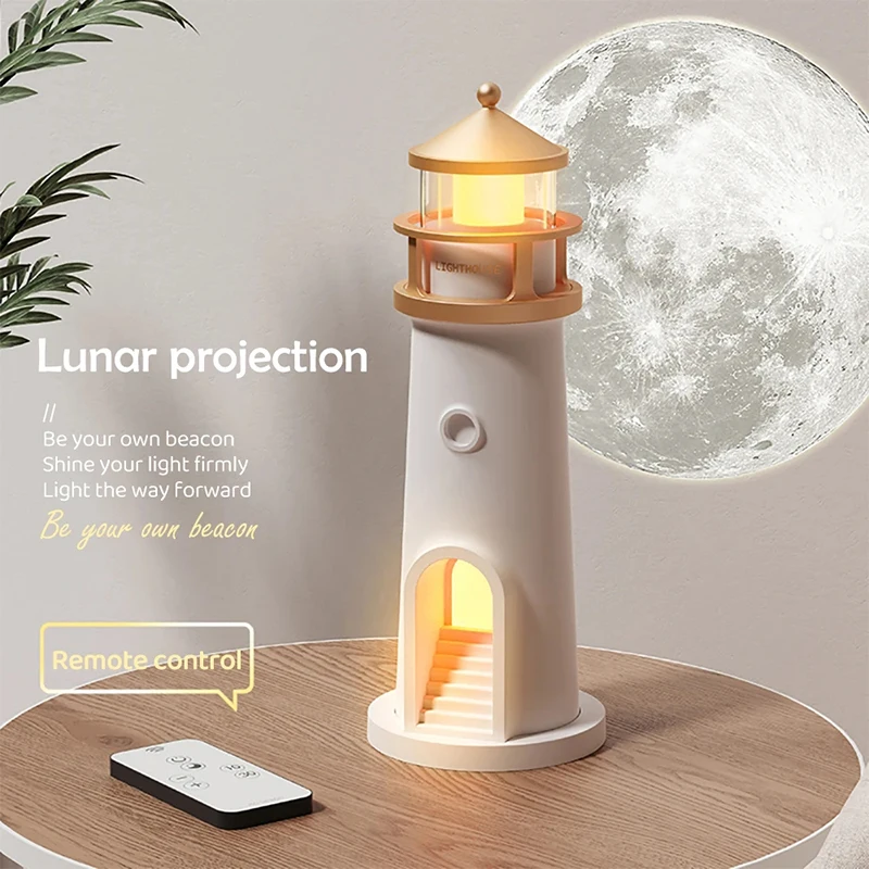 Luces nocturnas de proyección de Luna, faro con Control remoto, luz ambiental, Bluetooth, música, Sensor de movimiento, decoración creativa de escritorio, regalos