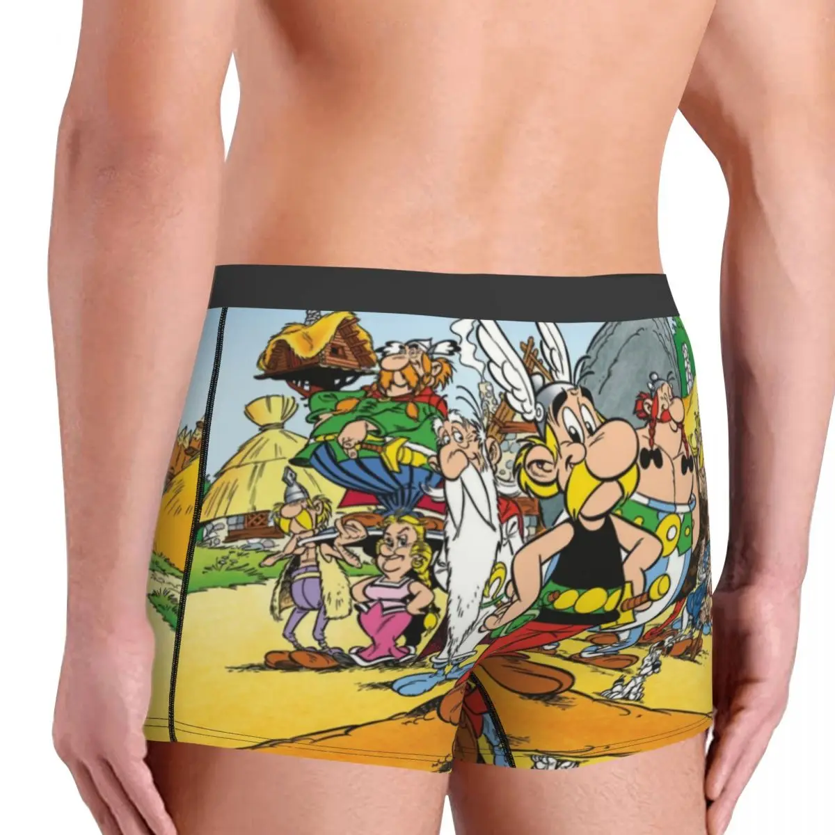 Anime Asterix And Obelix Underwear Men Stretch Anime Cartoon Getafix Boxer Briefs Shorts Panties Soft Underpants For Male