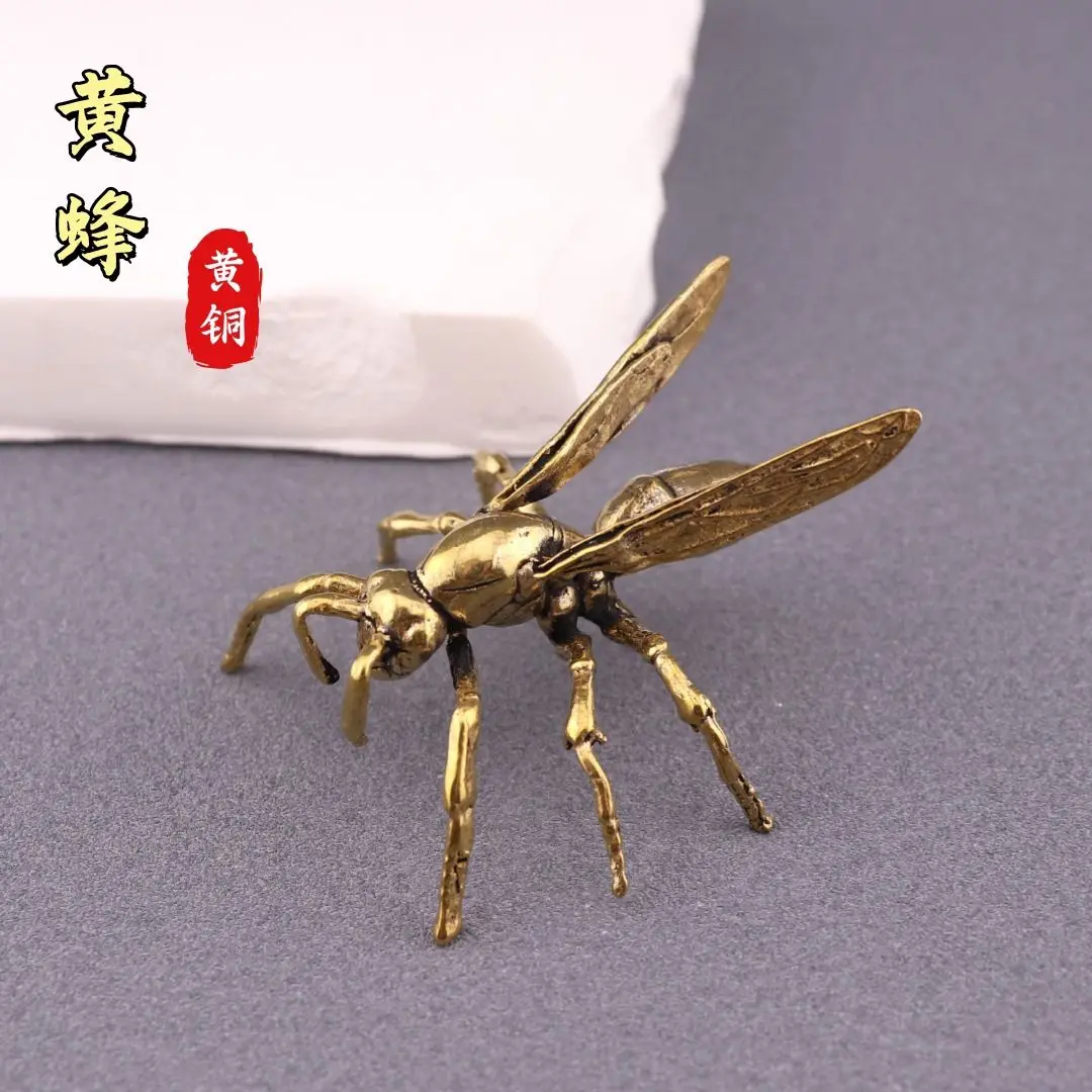 Solid Brass Insect Honeybee Figurines Miniatures Tea Pet Funny Beetle Crafts Collection Desktop Small Ornaments Home Decorations