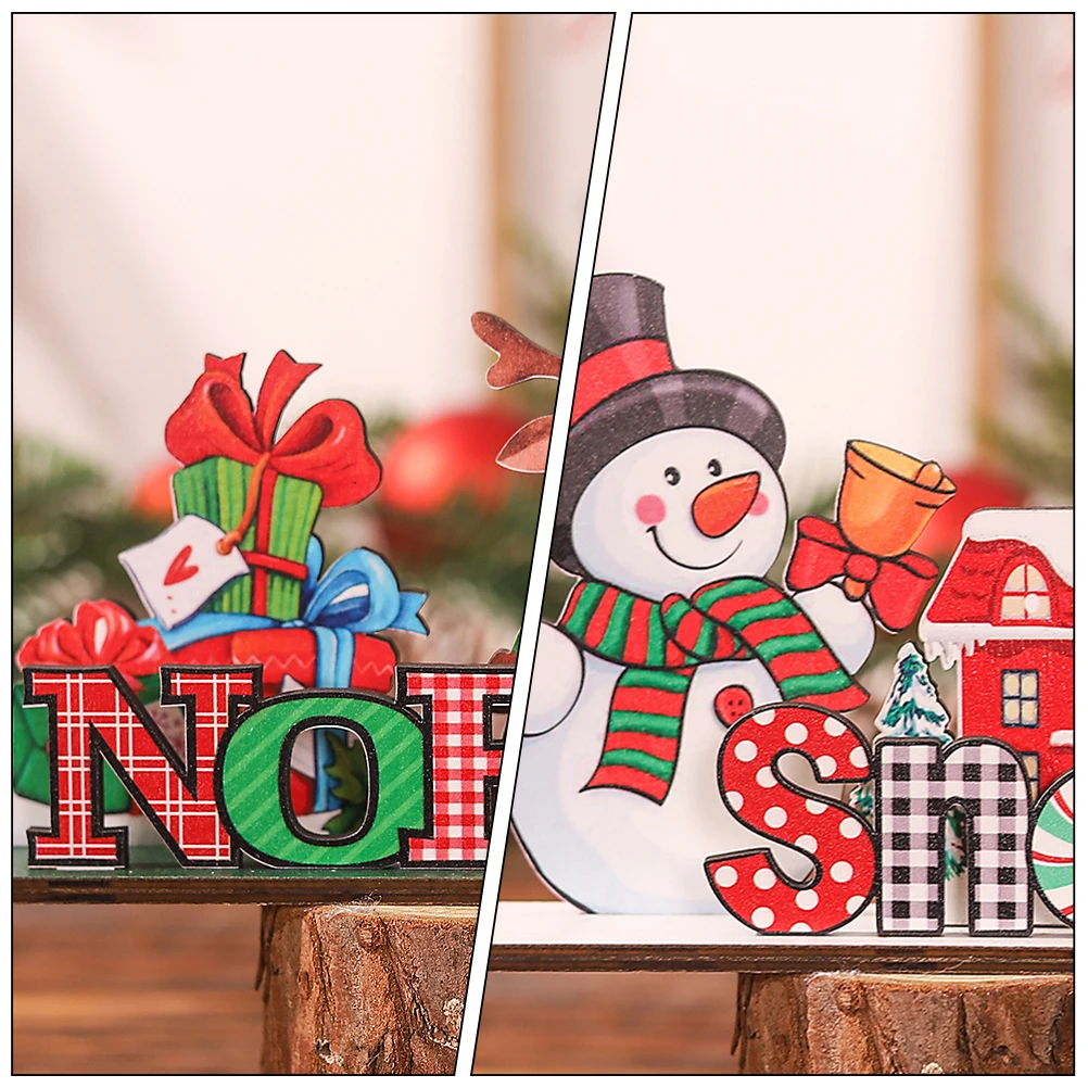 

3 Pcs Christmas Decoration Santa Claus Wooden Ornaments Sign Artificial Home Tabletop Centerpiece Office Decorations