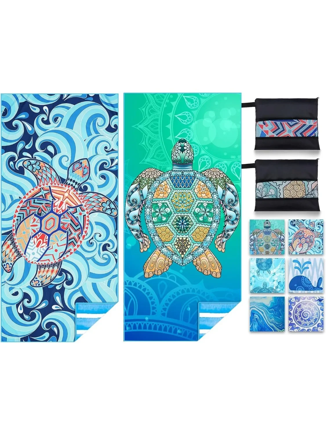 

2 packs of microfiber lightweight beach towels Sand free quick drying absorbent thin compact towels