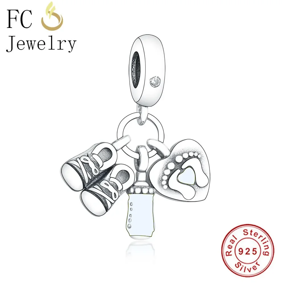 FC Jewelry Fit Original Brand Charms Bracelet 925 Sterling Silver Baby Pacifier Nipple Shoe Bead Pendant Berloque Handmade 2019