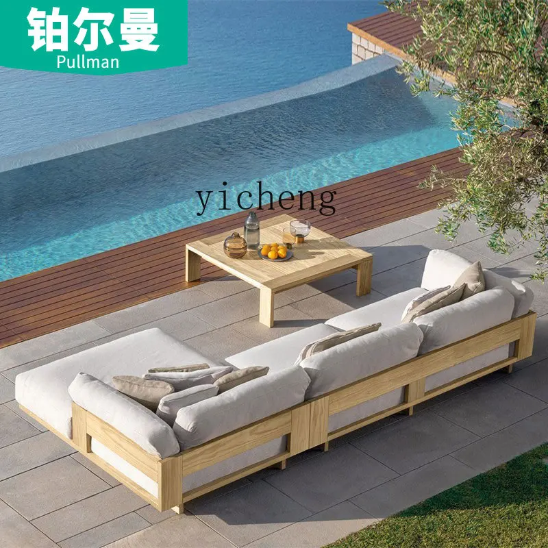 ZF Outdoor Courtyard Villa Teak Leisure Sofa Waterproof and Sun Protection Anti-Corrosion Solid Wood Furniture