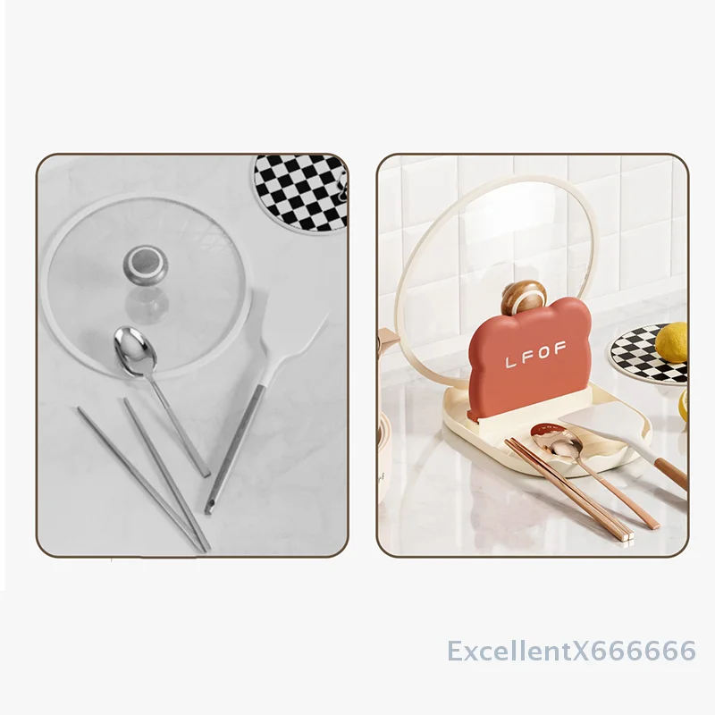 1 Piece Pot Lid Rack, Stove Top Spoon Rack, Kitchen Countertop Heat Resistant Lid Rack, Cute Cooking Utensil Rack