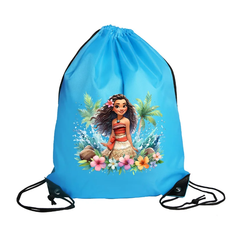 Moana telas no tejidas con cordón impermeable conveniente mochila de compras bolsa con estampado de dibujos animados bolso de gran capacidad bolsas de regalo