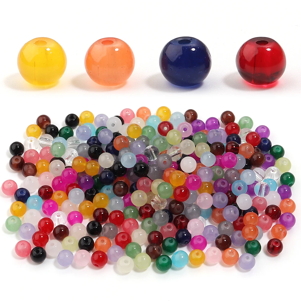 

60pcs/lot Glass Round Beads 8mm Colorful Imitation Jade Beads Loose Spacer Bead For DIY Jewelry Making Necklace Bracelet