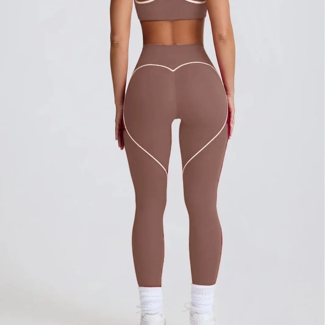 Women High Waist Heart Fitness Shaped Booty Lift Yoga Pants Leggings Tummy Control Workout Pants for Gym Pilates Running