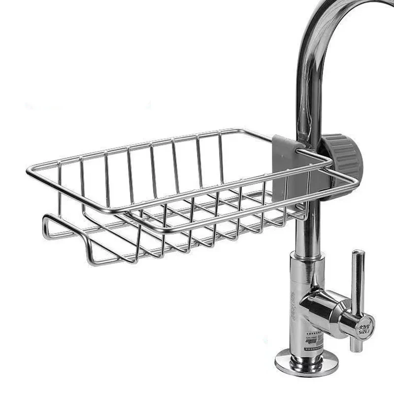 

Kitchen Stainless Steel Sink Drain Rack Sponge Storage Faucet Holder Soap Drainer Towel Rack Shelf Organizer Kitchen Accessories