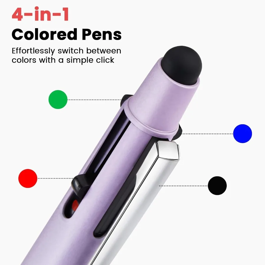 Разноцветная ручка в одном EC, металлические 4-цветные шариковые ручки, средняя точка, выдвижная шариковая ручка 1,0 мм со стилусом, Jourling Plann