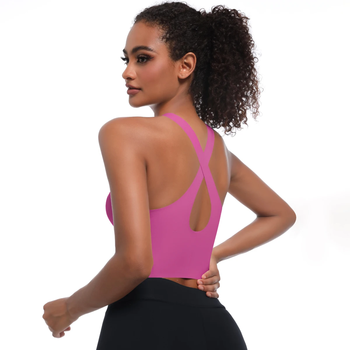 

1PC Sexy Yoga Cross Bra for Woman Solid Color Seamless Backless Hollow-out Shock-absorbing Running Yoga Brassiere Sports Bra