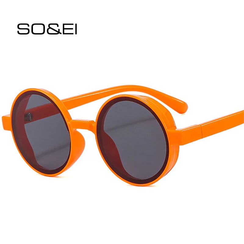SO i EI Ins popularne modne okrągłe okulary przeciwsłoneczne damskie Retro Punk trendy żółte pomarańczowe okulary przeciwsłoneczne męskie odcienie UV400