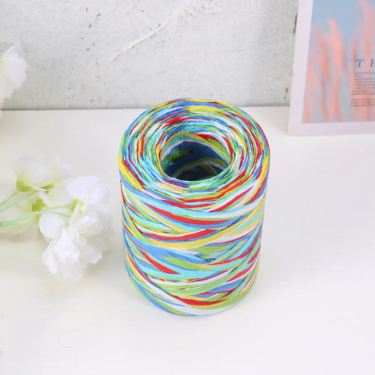 6-Color Premium Handmade Raffia Rope Soft Textured Decorative Woven Craft Ribbon for DIY Home Wall Sofa Bed Tapestry Gift