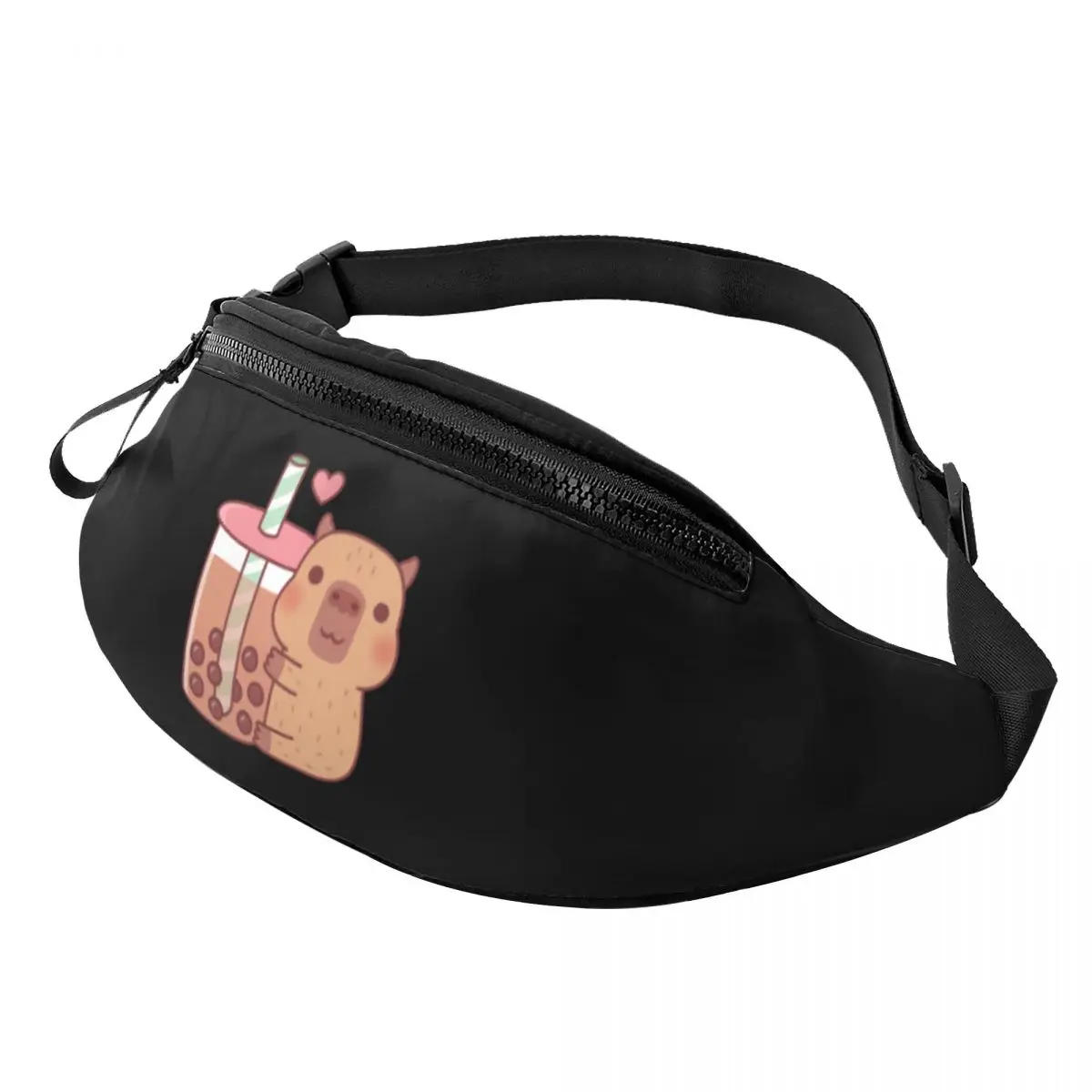 

Custom Cool Cute Little Capybara Hugs Bubble Tea Fanny Pack for Traveling Women Men Crossbody Waist Bag Phone Money Pouch