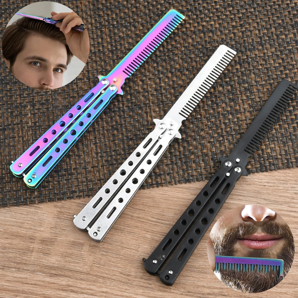 

Stainless Steel Practice Training Comb Foldable Beard Moustache Brush Comb Indoor Outdoor Use Hair Styling Tools Accessory