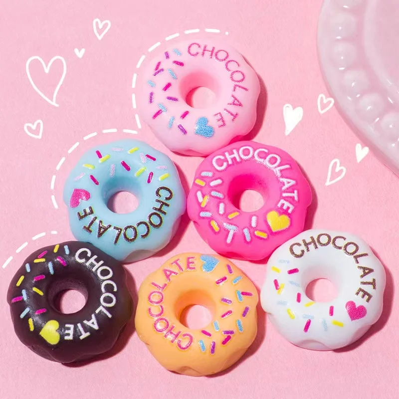 10PCS 19*22mm Colorful Donut Resin Pendants For DIY Decoration Earrings Necklace  Fashion Jewelry Accessories