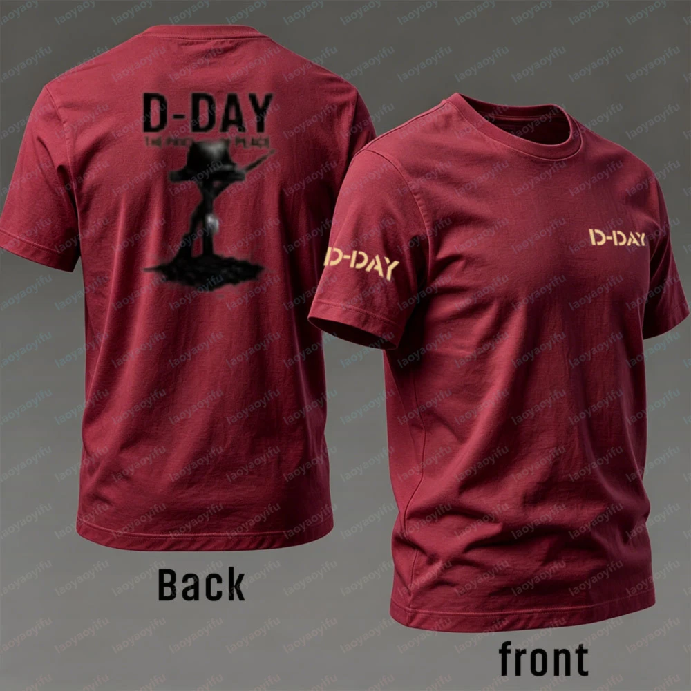 Normandy Commemoration Cotton T-Shirt for Men D-DAY Battlefield Tribute Print Tee Trendy Short-sleev Historical Casual Wear view 4