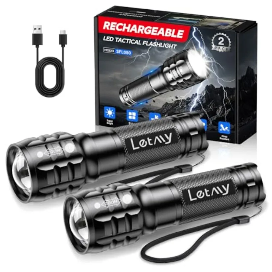 High Lumens Rechargeable LED Flashlight with 3 Modes